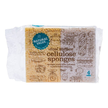 Natural Value Dual Surface Cellulose Sponges 4 pack